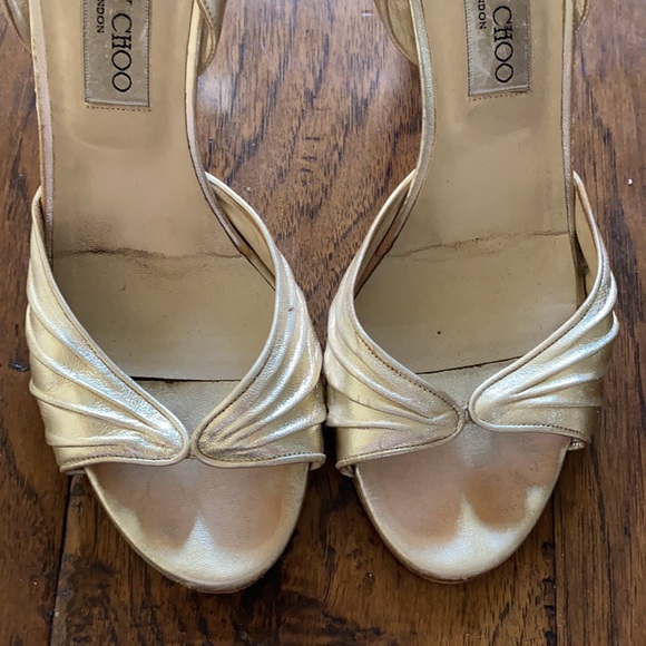 Worn Jimmy Choo Gold Heels - Picture 2 of 5